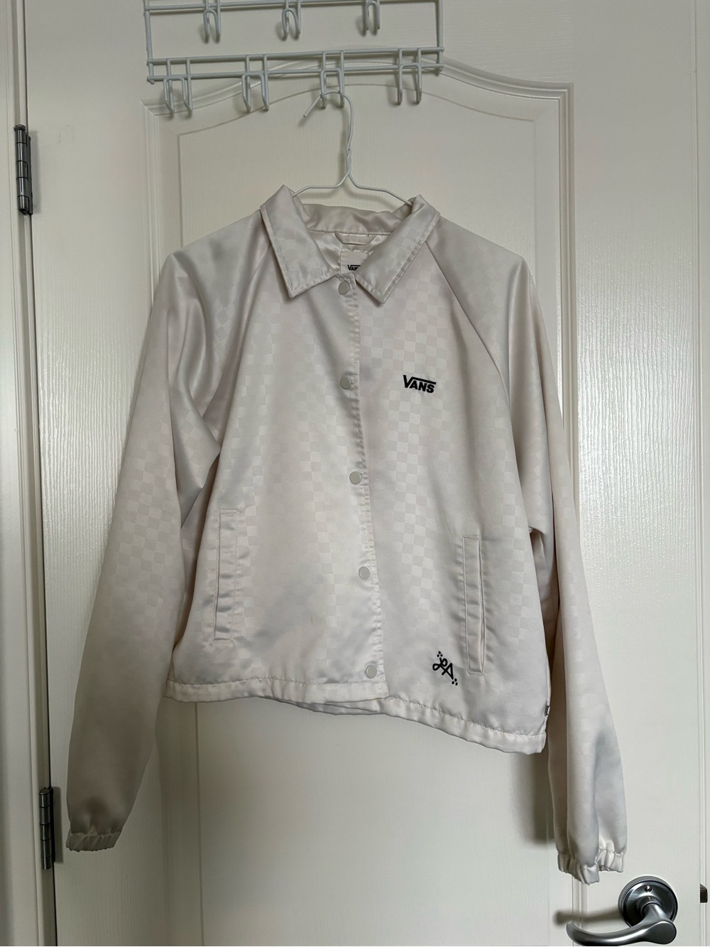 Vans Women's Cream Satin Checker Coach Jacket